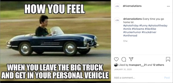 trucker small car meme